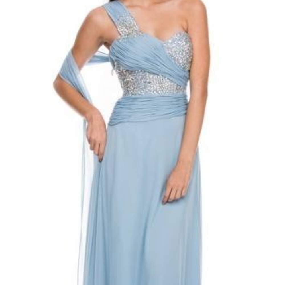 NEW! Beautiful One-Shoulder Long Dress w/Scarf